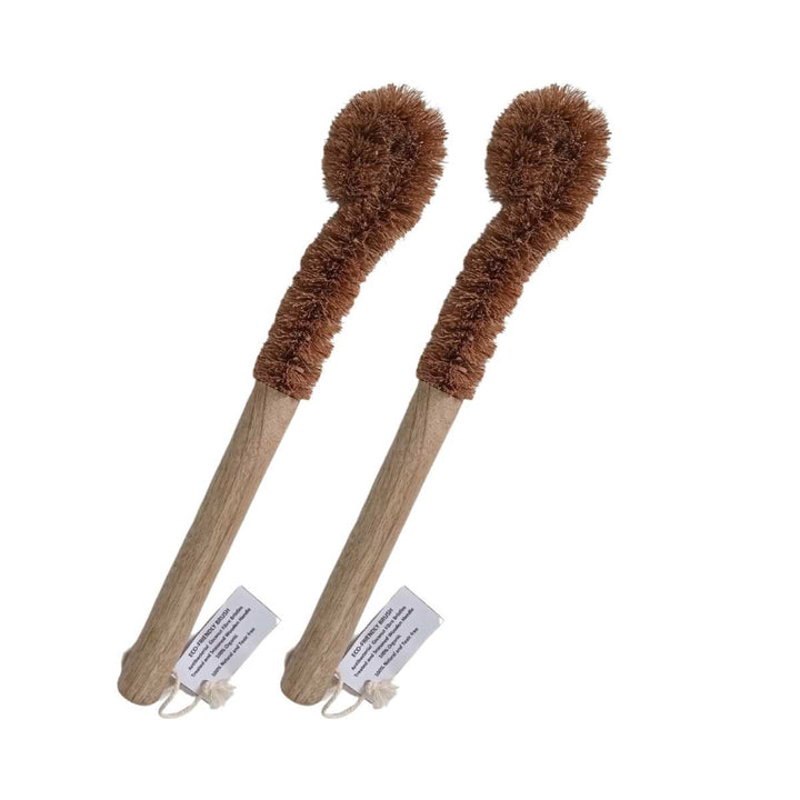 Bottle Cleaning Brush | Sustainable | Coconut Coir & Mango Wood | Set of 2