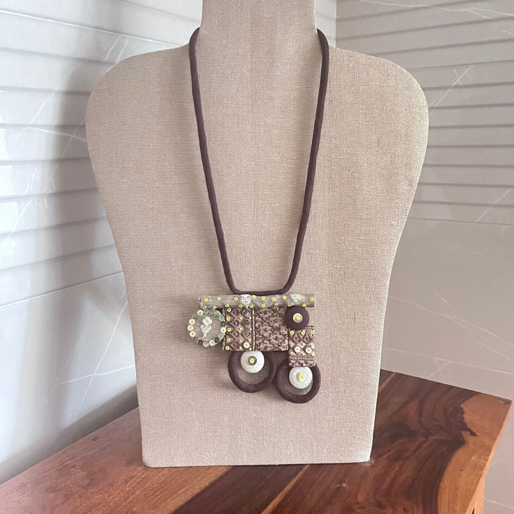 Statement Pendant Necklace | Unique | Artistic | Handcrafted | Coffee Brown and Taupe