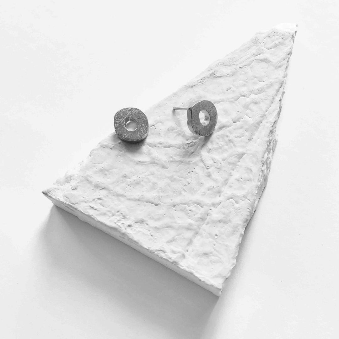 Silver Finish Brass Ear Studs For Women | Hand Crafted | Smart Design 