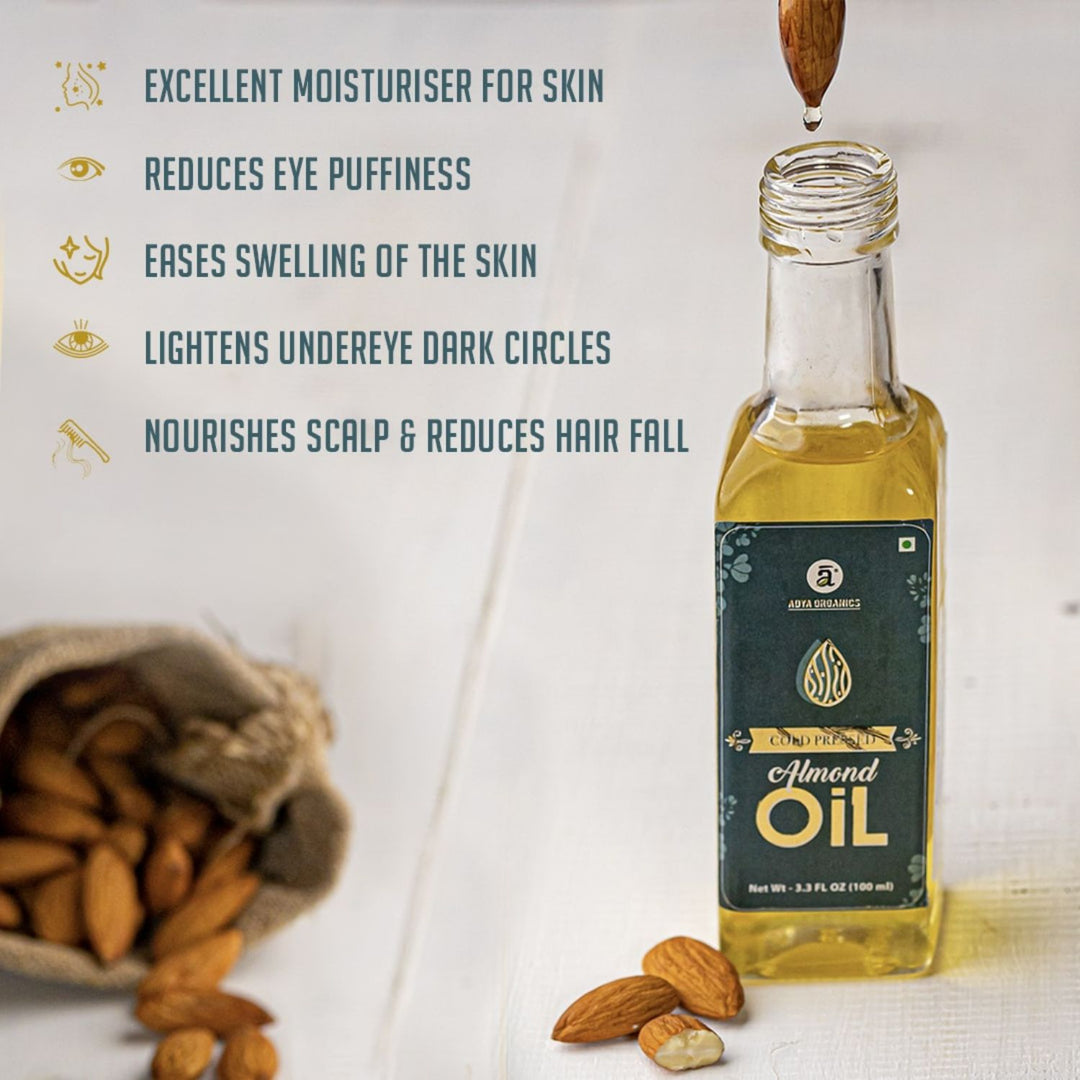 Cold Pressed Almond Oil | Organic | Traditional Kohlu Extraction | 100 ML