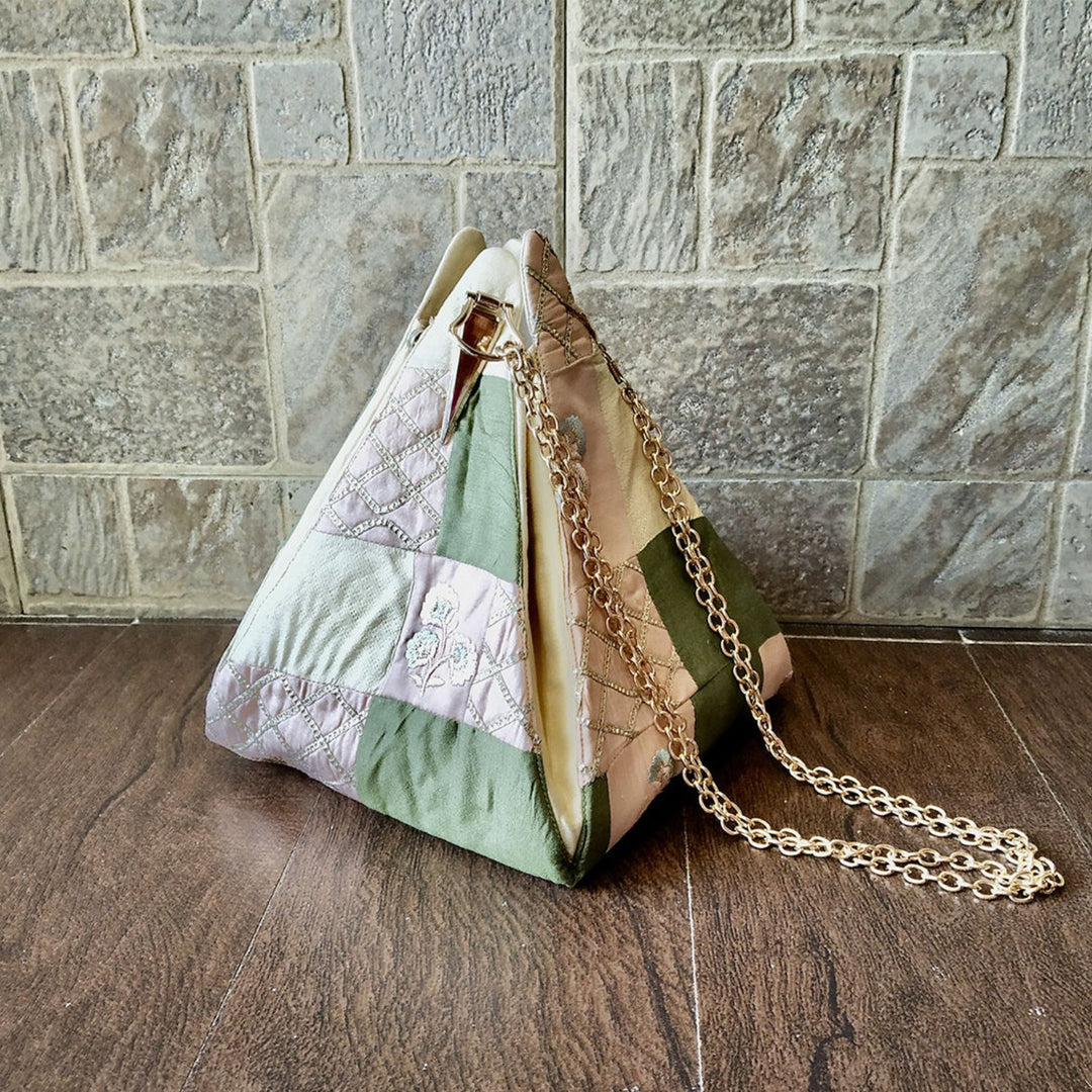 Pyramid Silk Statement Bag | Elegant and Spacious Accessory