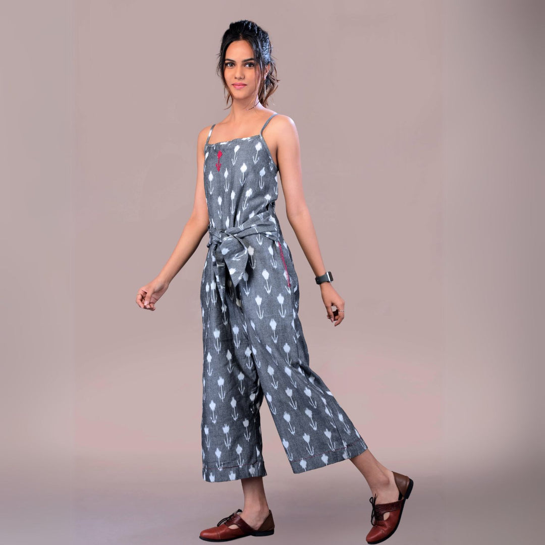 Quinn Ikat Jumpsuit | Cotton | Minimalistic Design | Grey