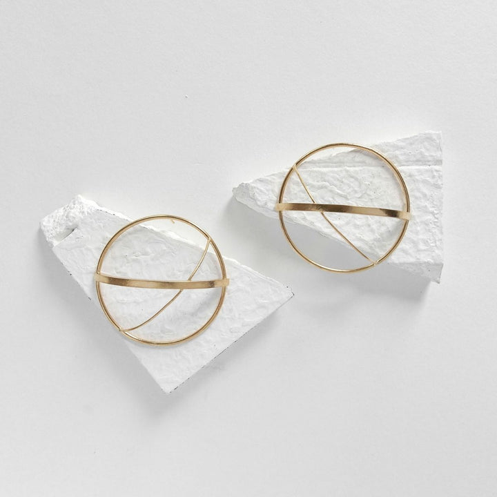 Qinisa | Gold Finish Brass Earrings | Hand-Crafted | Statement Jewelry