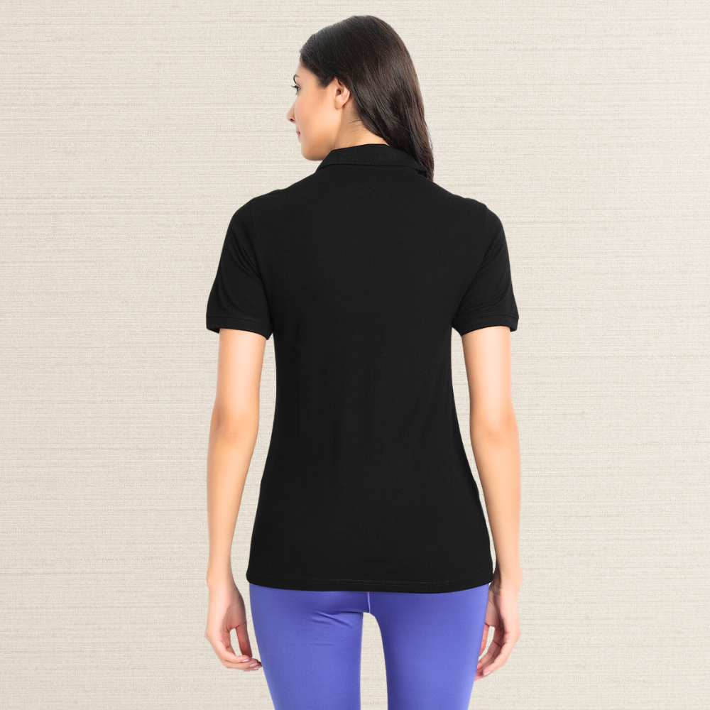 Polo Shirt | Collar T-Shirt | Bamboo | Soft | Casual | Women Active Wear | Black