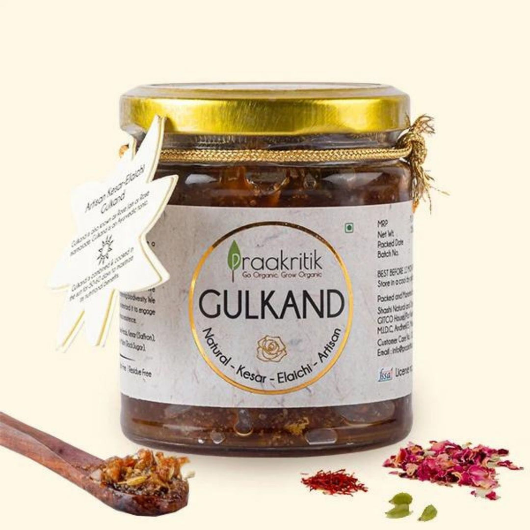 Organic Natural Kesar Elaichi Artisan Gulkand | Clear Skin & Digestive Health | 250 GM