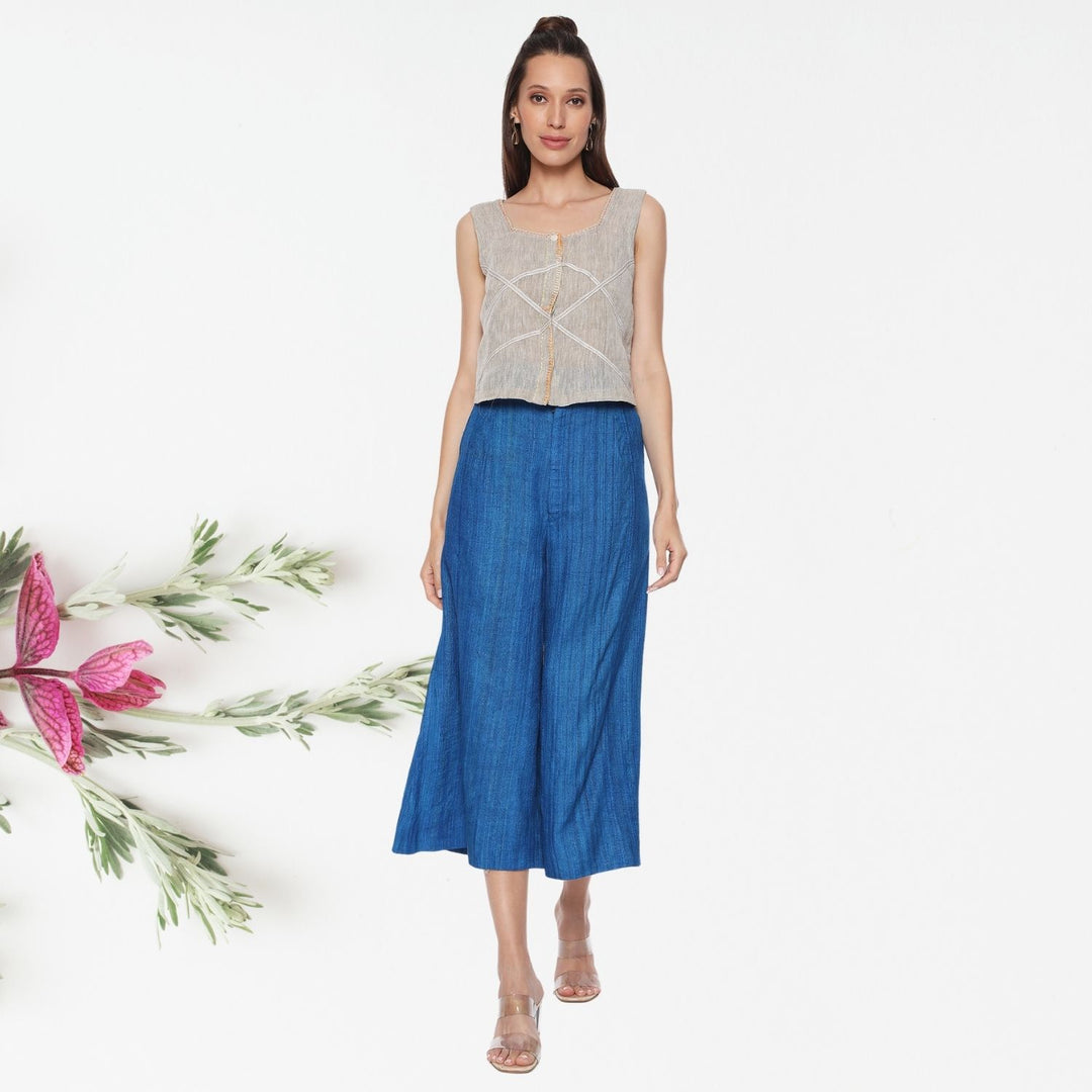 Marcela Tussar Ghicha Culottes | Relaxed Fit | Chic Sophistication | Royal Blue