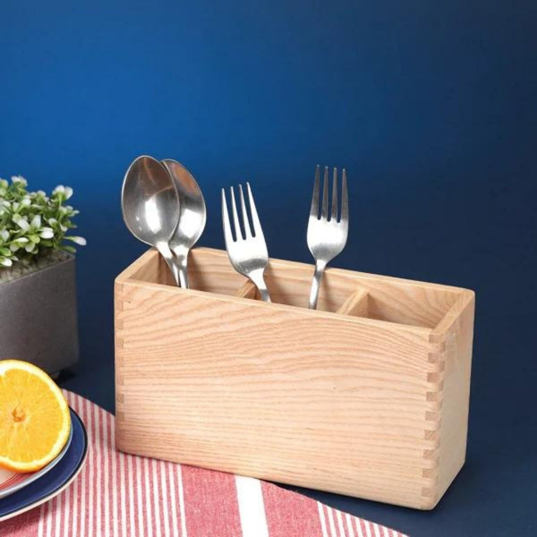 Cresta Cutlery Caddy | Canadian Ash Wood | Hand-Crafted | 8 Inch