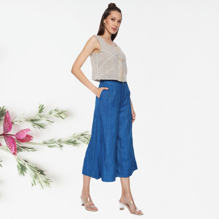 Marcela Tussar Ghicha Culottes | Relaxed Fit | Chic Sophistication | Royal Blue