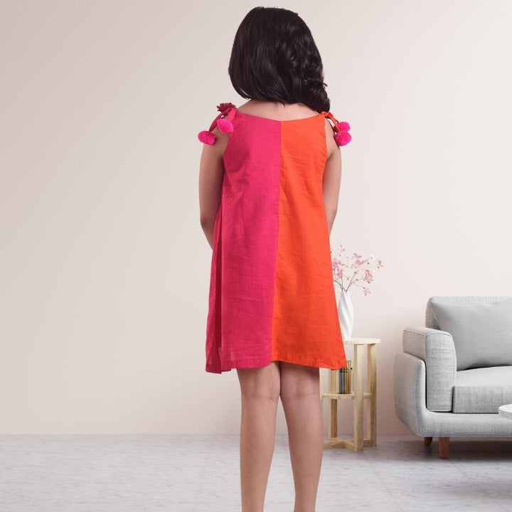 Aurora Dress | Occasion Wear | Cotton | Orange And Pink