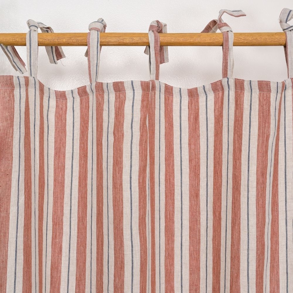 Needle Stripe Luscious Linen Curtains | For Clean Bright and Airy Living Room