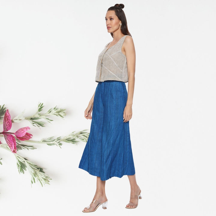 Marcela Tussar Ghicha Culottes | Relaxed Fit | Chic Sophistication | Royal Blue