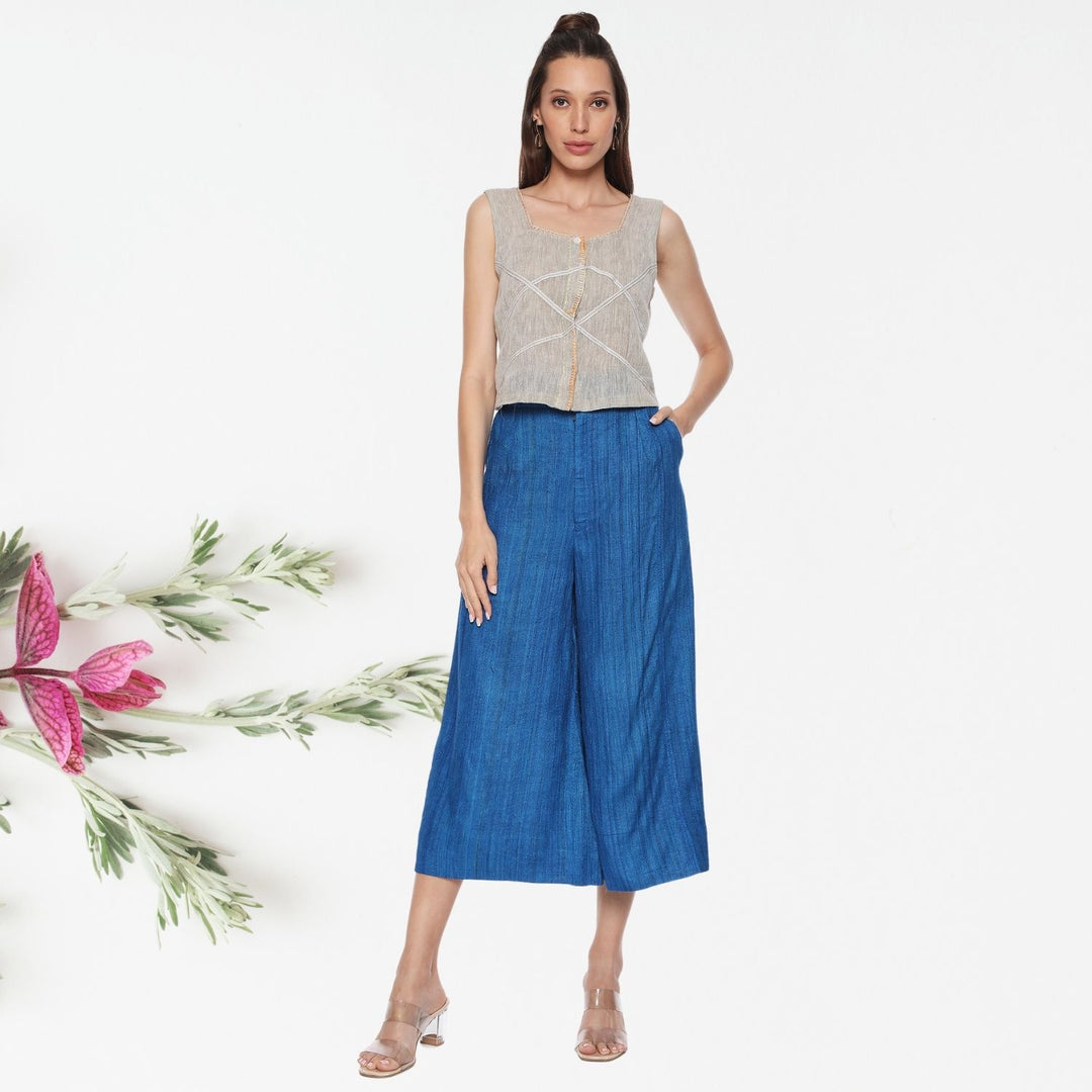 Marcela Tussar Ghicha Culottes | Relaxed Fit | Chic Sophistication | Royal Blue