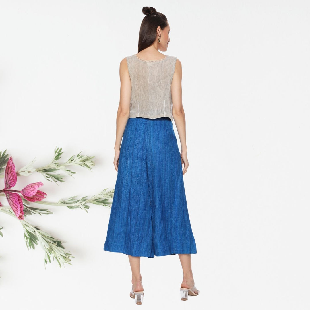 Marcela Tussar Ghicha Culottes | Relaxed Fit | Chic Sophistication | Royal Blue