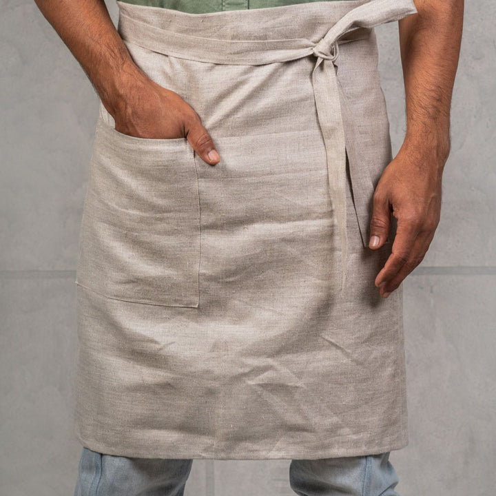 Half Apron With Big Pockets | Hemp Fabric | Usable for Long Hours | Unisex | Sold Colours