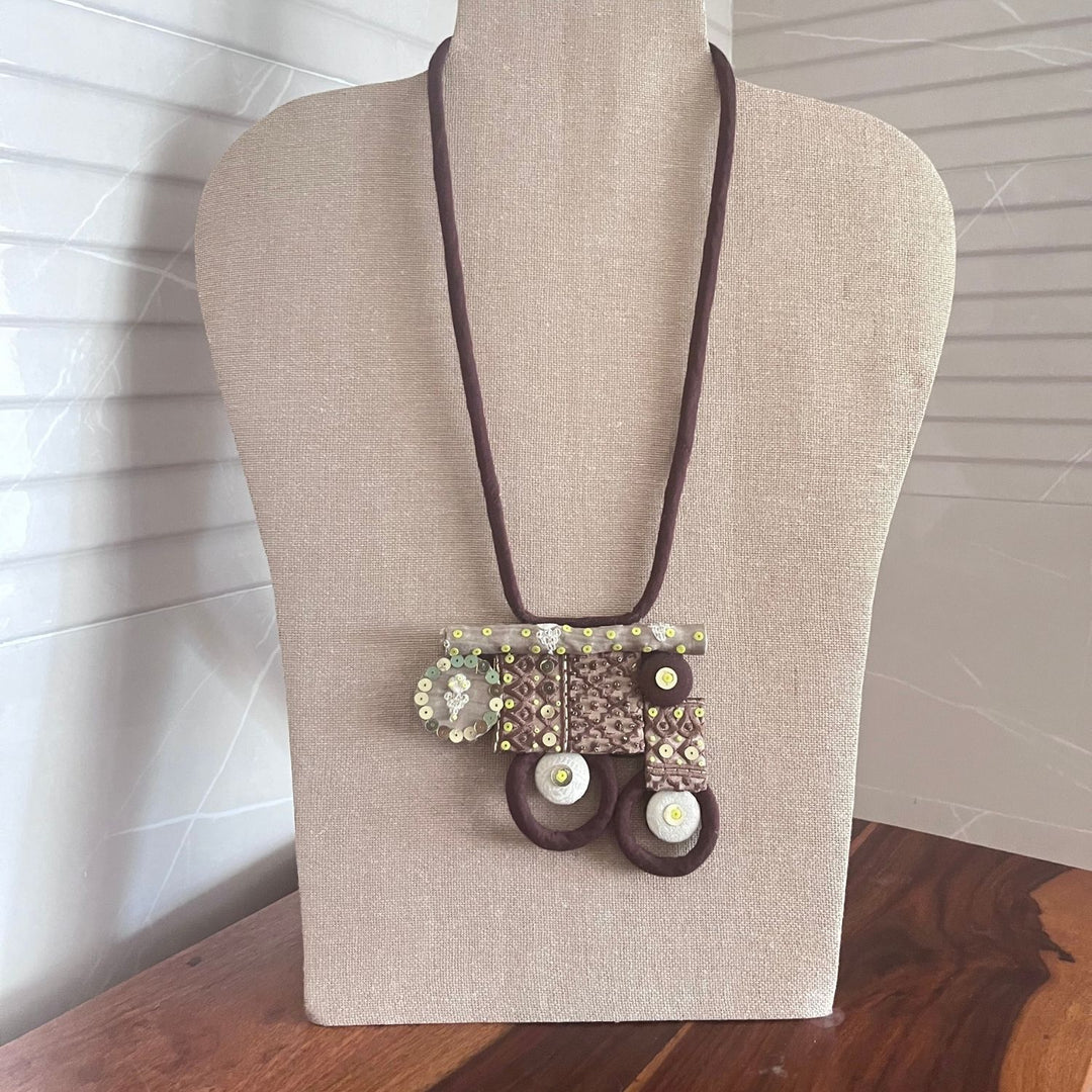 Statement Pendant Necklace | Unique | Artistic | Handcrafted | Coffee Brown and Taupe