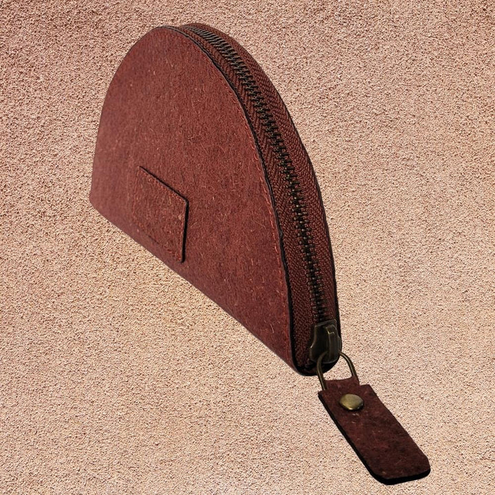 Garnet Maroon Crescent Pouch | Made of Coconut Leather | Vegan | Natural Dye