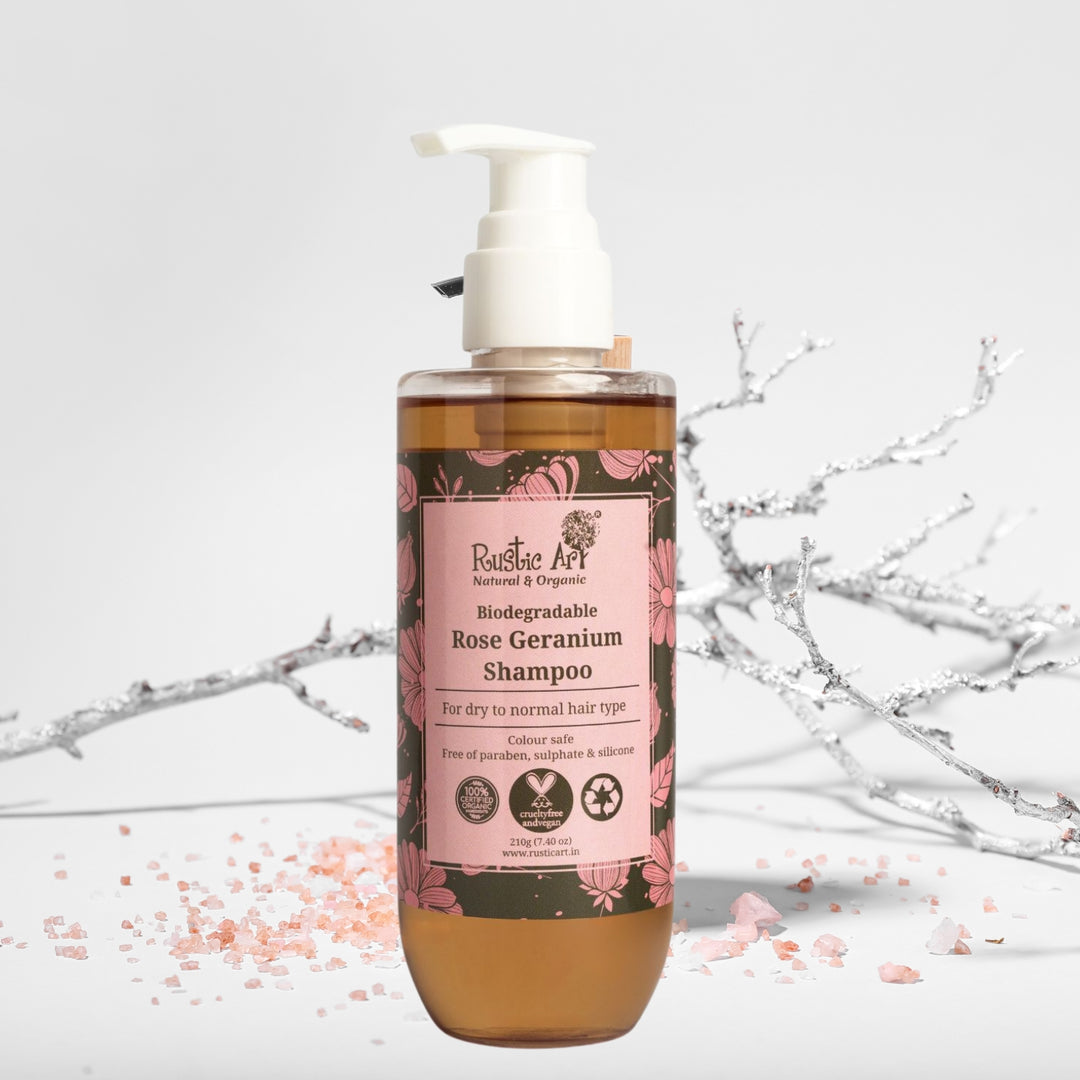 Rose Geranium Shampoo | For Dry to Normal Hair | Hydrate-Repair | Vegan 