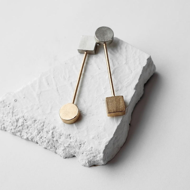 Dual Finish Brass Earrings | Gold And Silver | Aesthetic Appeal | Smart Design 