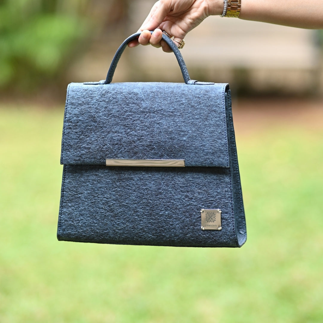 Chic City Bag For Women | Natural Indigo | Consciously Made of Coconut Leather | Vegan & Biodegradable | Classic Bag 