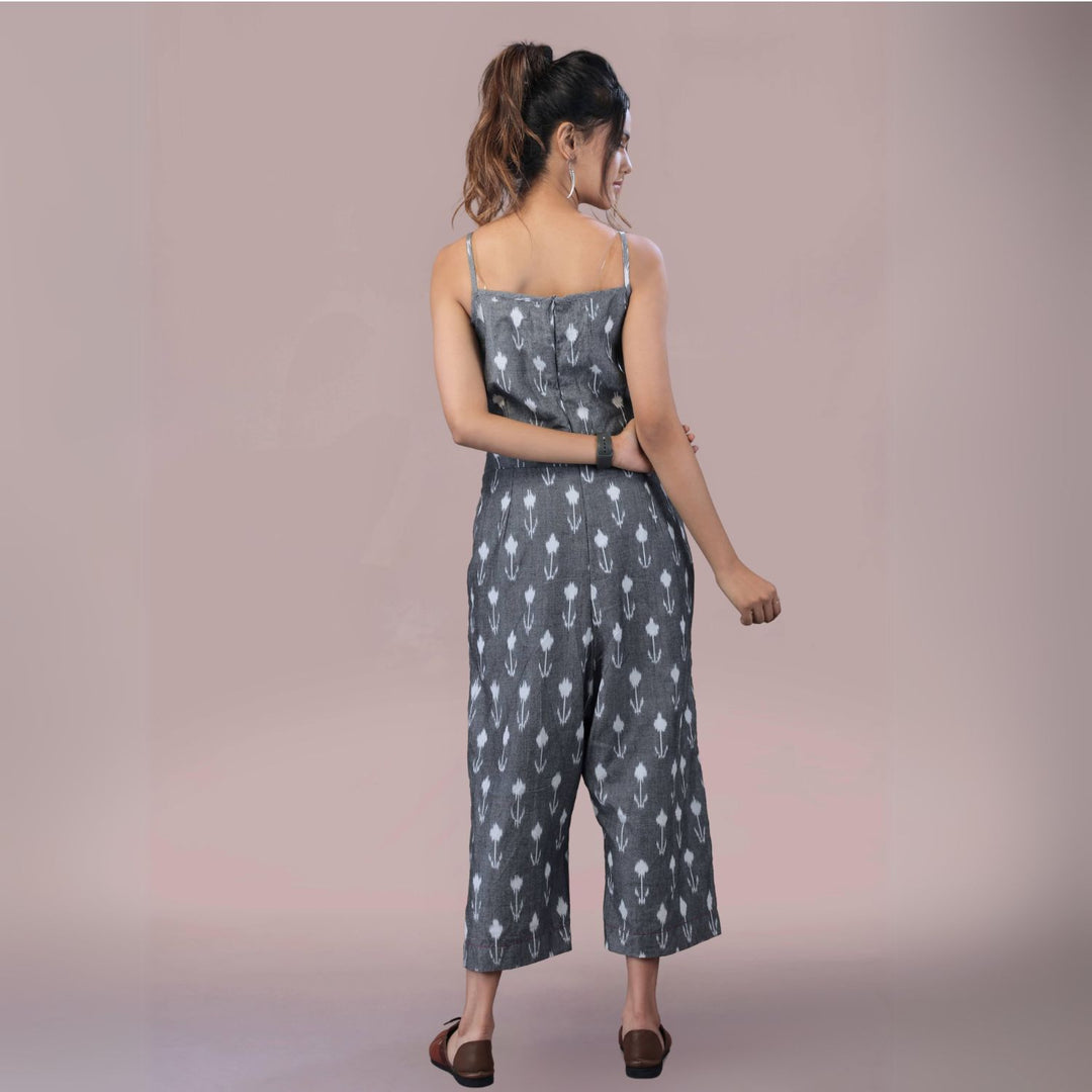 Quinn Ikat Jumpsuit | Cotton | Minimalistic Design | Grey