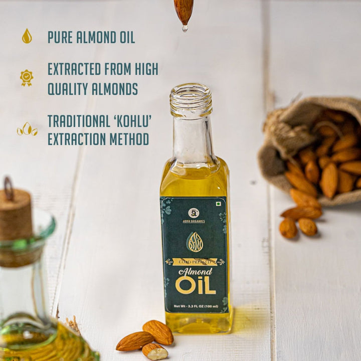 Cold Pressed Almond Oil | Organic | Traditional Kohlu Extraction | 100 ML