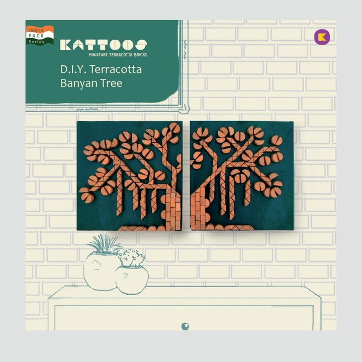 DIY Wall Art, Miniature Terracotta Bricks DIY Set,  Handmade,  Gift Pac,  Banyan Tree