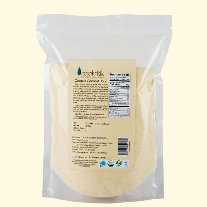 Organic Coconut Flour | Digestible Carbs | Rich In Iron & Fiber | 500 GM