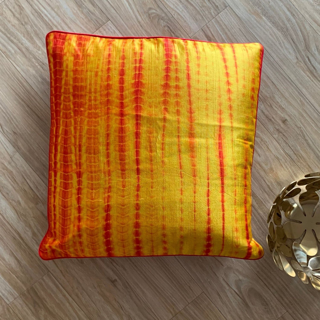 Saffron Shibori  Cushion Cover | Living Room Décor |16" x 16"