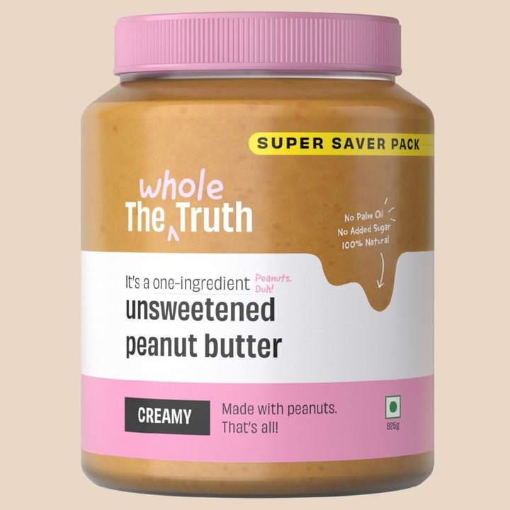 Creamy Unsweetened Peanut Butter | Vegan-Gluten Free-No Preservatives-No Palm Oil | Pack of 2