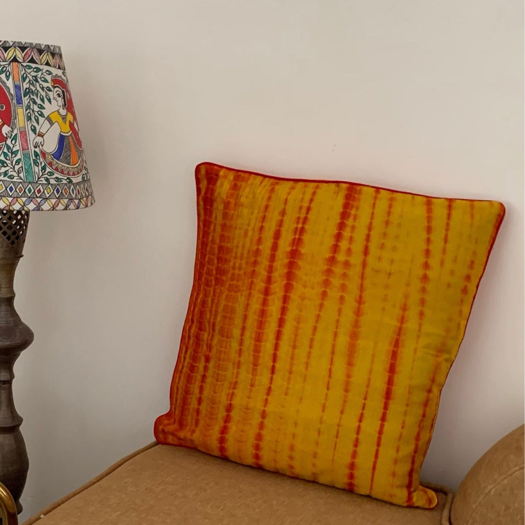 Saffron Shibori  Cushion Cover | Living Room Décor |16" x 16"