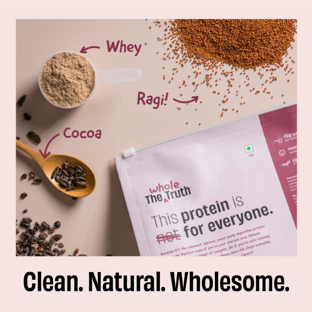 Beginners Protein Powder | Ragi Cocoa 1 kg | 15g Protein/Scoop | Clean, Light & Easy to Digest | No Artifical Flavours & No Artificial Sweetener