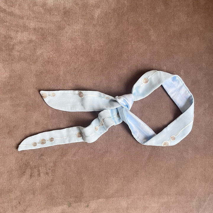 Free Size Headband For Women | Made of Subtly Embellished Georgette | Ice Blue | 