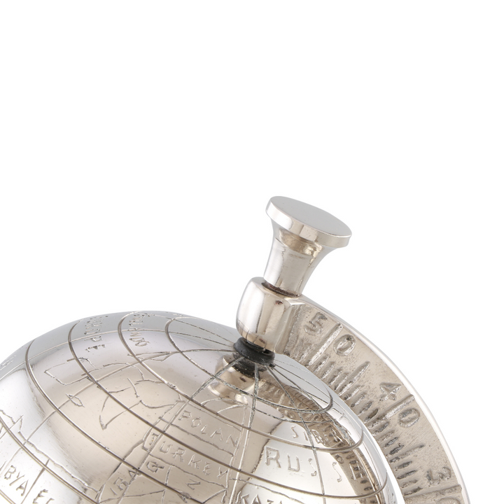 Globe Table Top Showpiece | Modern Home Decor | Hand-Crafted | Nickel Finish | 12 Inch