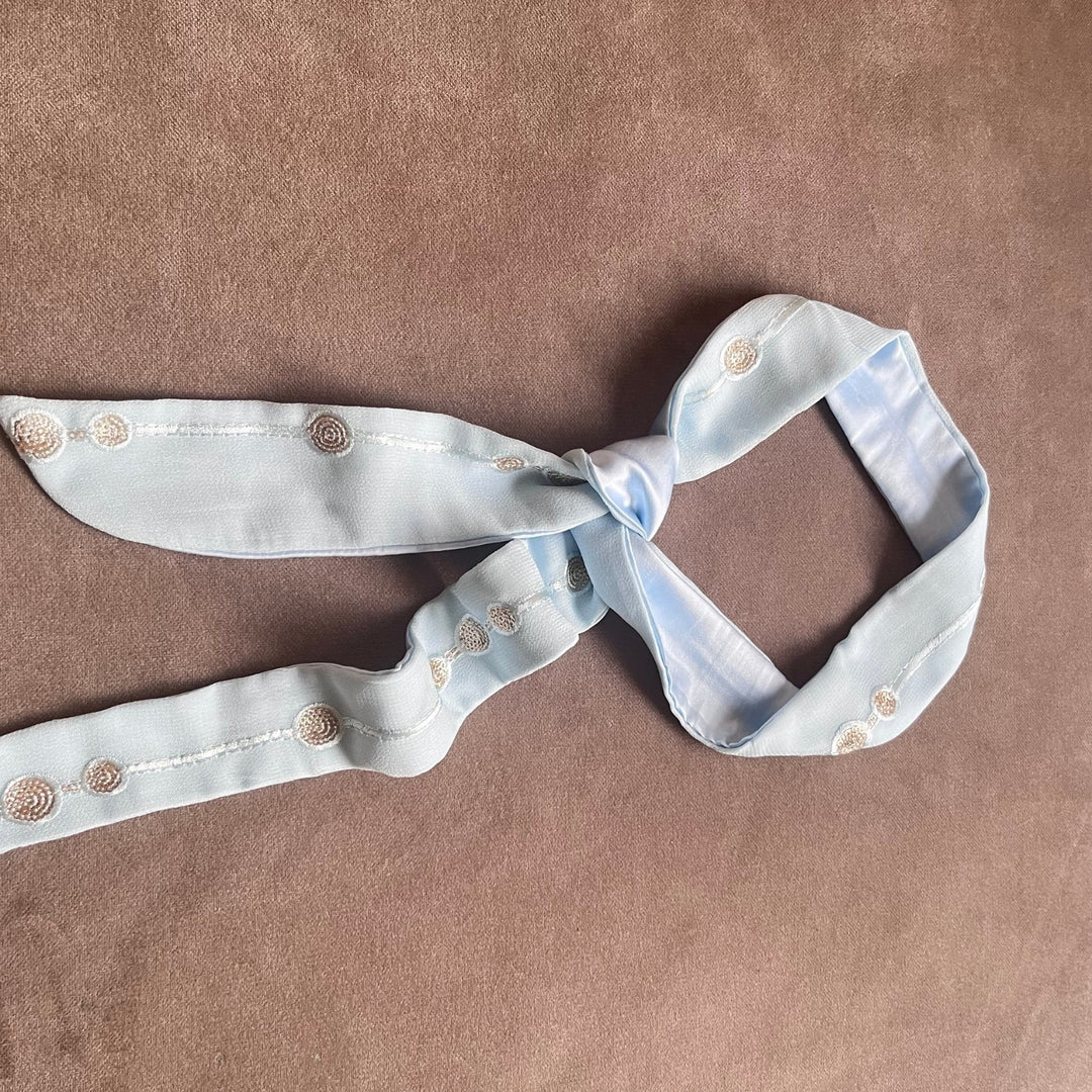 Free Size Headband For Women | Made of Subtly Embellished Georgette | Ice Blue | 