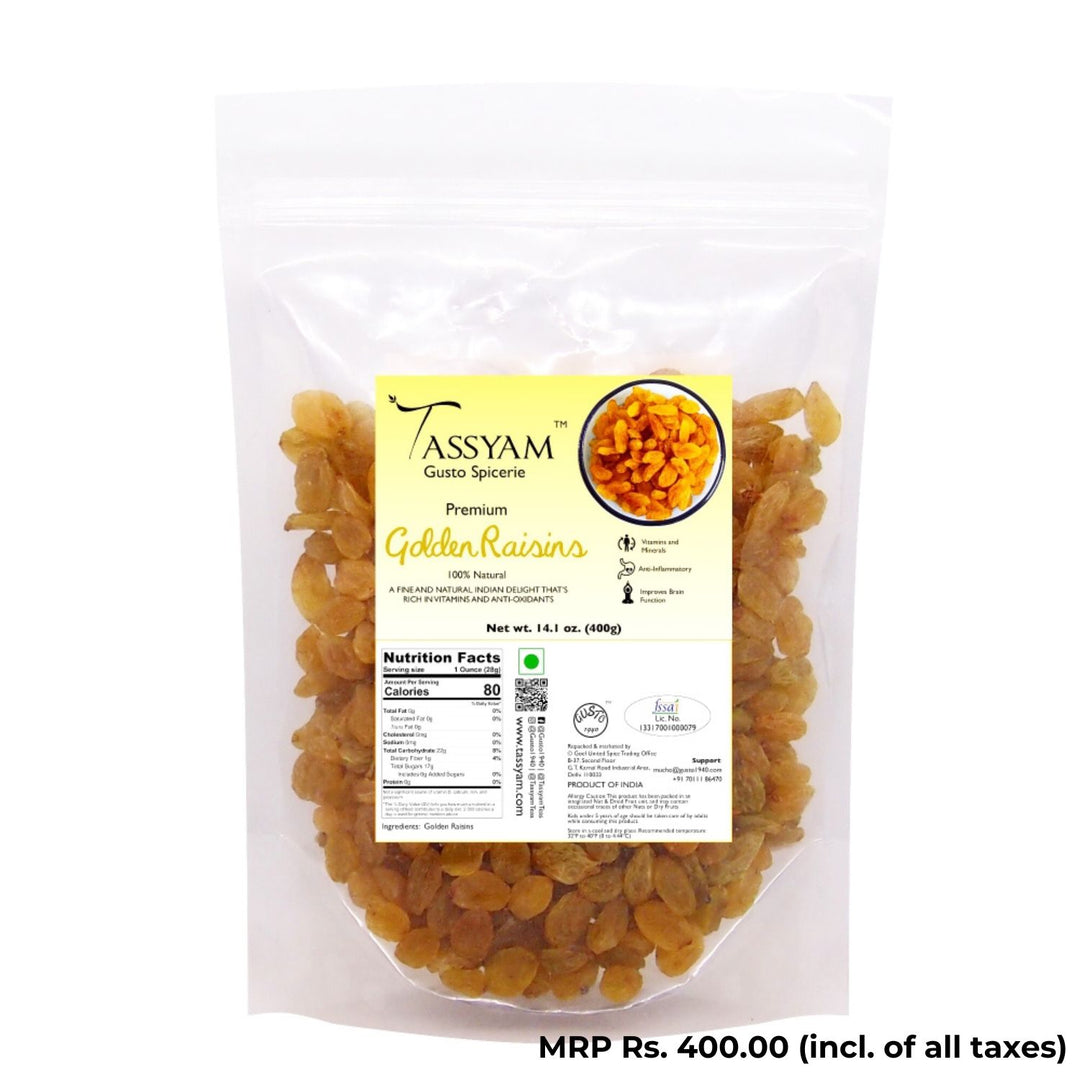 Golden Raisins | Natural | Healthy Juicy Jumbo Indian Kishmish | 400 GM