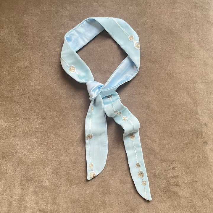 Free Size Headband For Women | Made of Subtly Embellished Georgette | Ice Blue | 