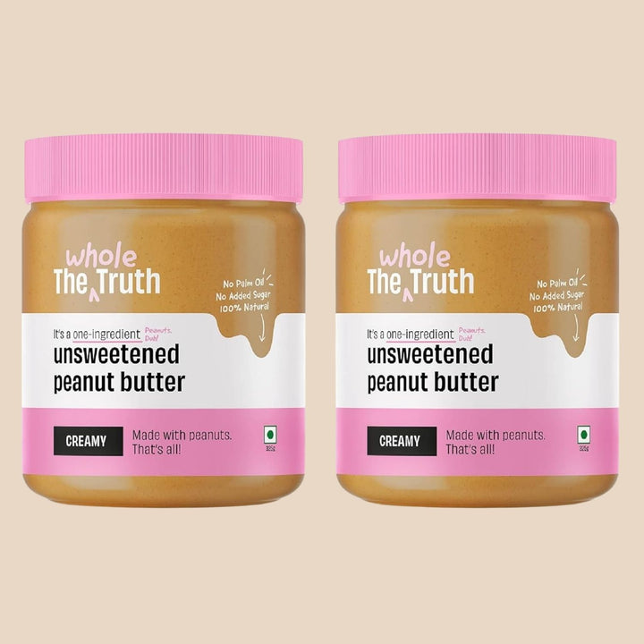 Creamy Unsweetened Peanut Butter | Vegan-Gluten Free-No Preservatives-No Palm Oil | Pack of 2