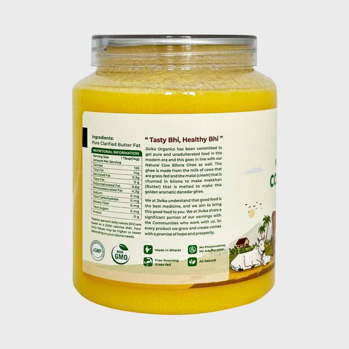 Natural Cow Ghee | Bilona Churned | Pure | Organic | Pet Jar of 1 L