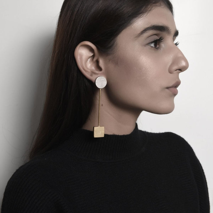 Vice-Versa | Dual Finish Brass Earrings | Sustainable | Aesthetic