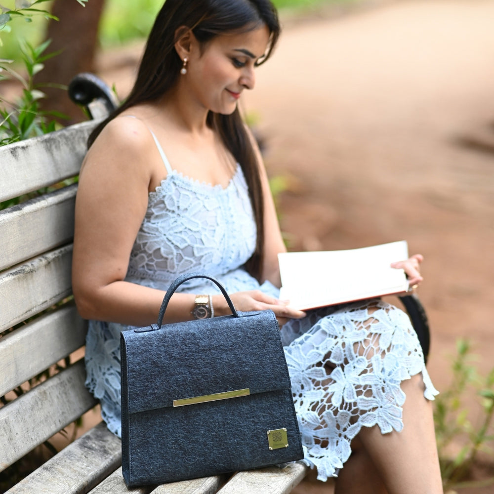 Chic City Bag For Women | Natural Indigo | Consciously Made of Coconut Leather | Vegan & Biodegradable | Classic Bag 