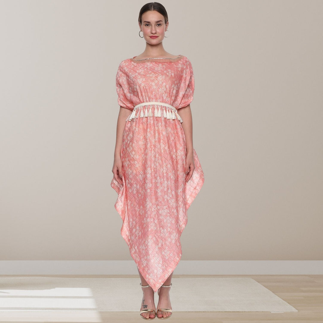 Soleil Drape Dress | Chanderi Silk | Comfortable & Smart | Pastel Pink