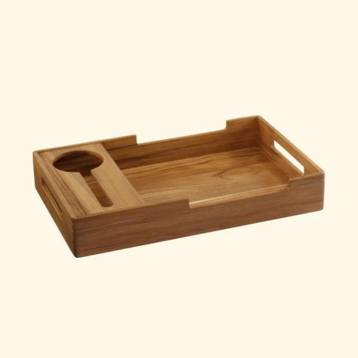 Cresta Wine Serving Tray | Premium Teak Wood | Hand-Crafted | 18 Inch