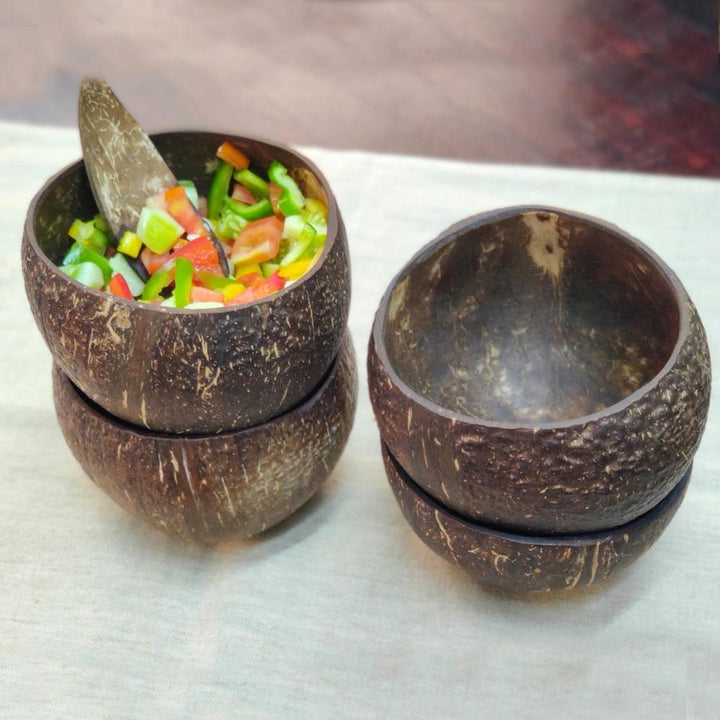 Coconut Shell Bowls | Serveware | Salad Bowls | Large | Set Of 4