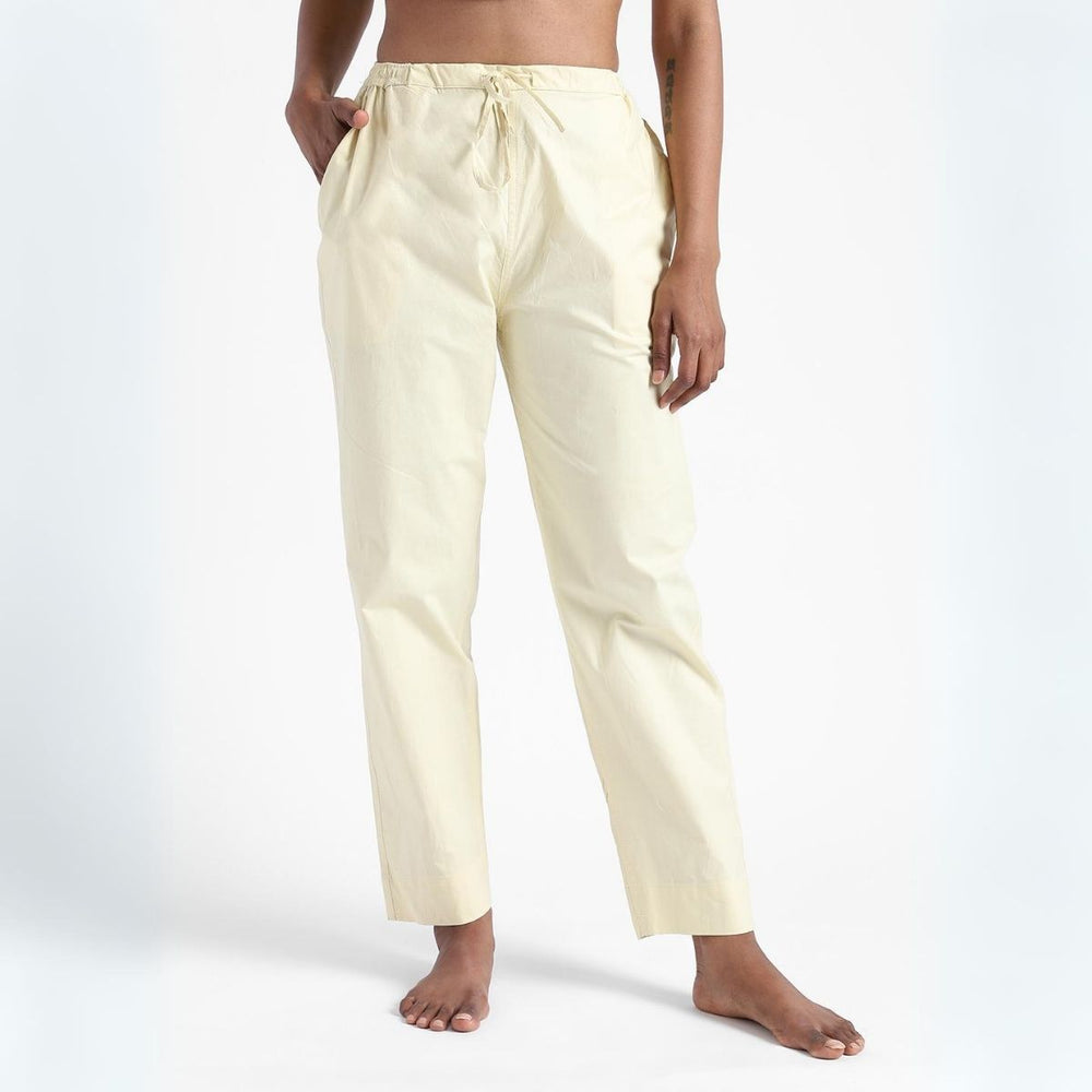 Naturally Dyed Womens Slim Fit Pants | Organic Cotton | Light Lemon Yellow