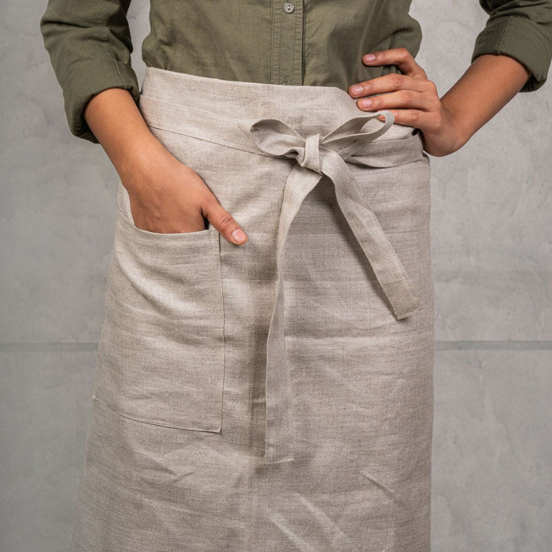 Half Apron With Big Pockets | Hemp Fabric | Usable for Long Hours | Unisex | Sold Colours