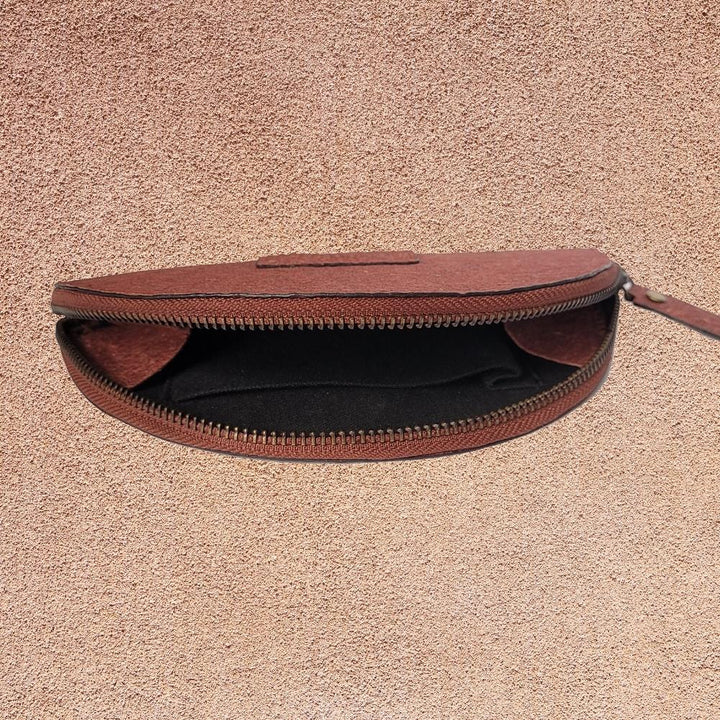 Garnet Maroon Crescent Pouch | Made of Coconut Leather | Vegan | Natural Dye