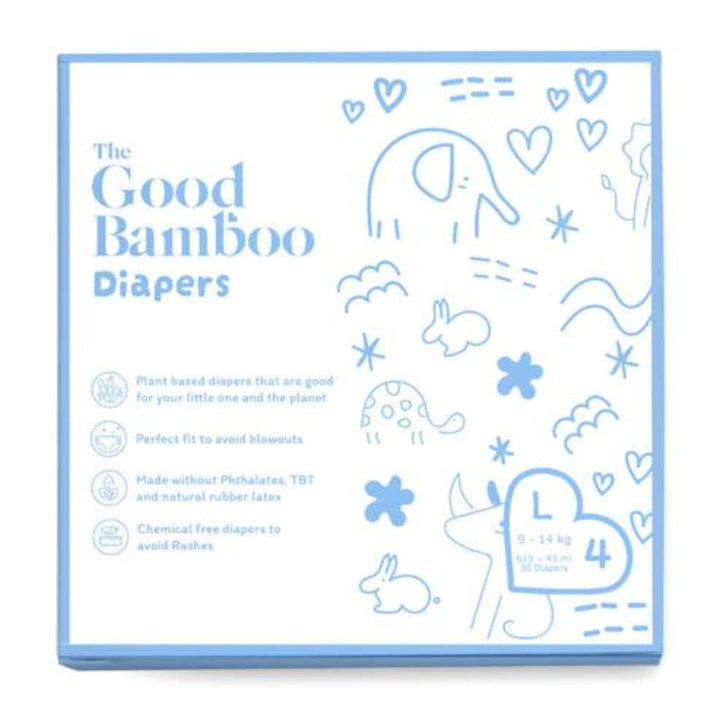 Eco-Friendly Bamboo Diapers | Large Size / 9-14 KG | Tape Style | Pack Of 30