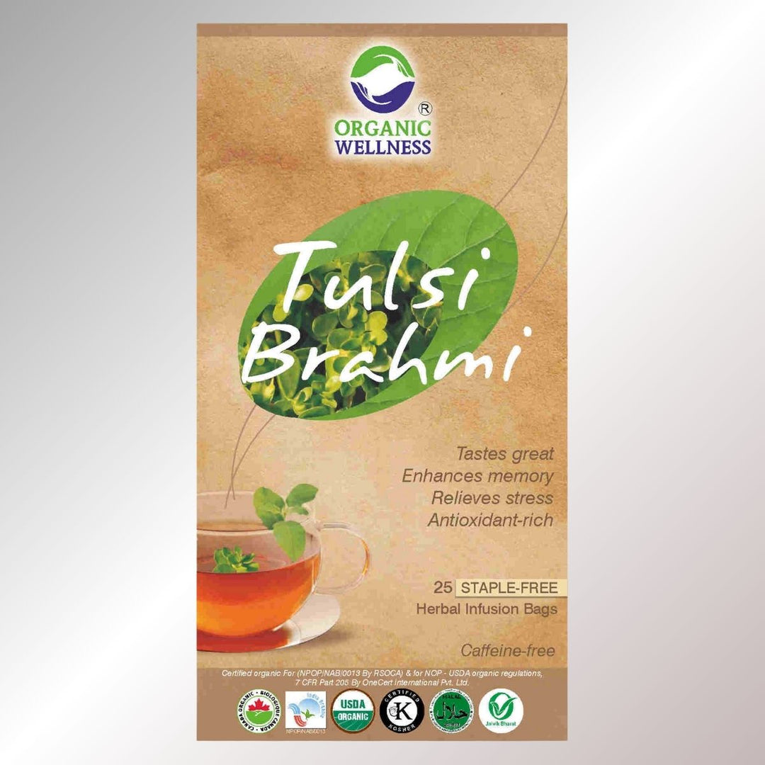 Tulsi Brahmi | Herbal Tea | Memory Enhancer | Organic | 25 Staple Free Tea Bags