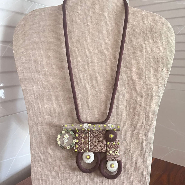 Statement Pendant Necklace | Unique | Artistic | Handcrafted | Coffee Brown and Taupe