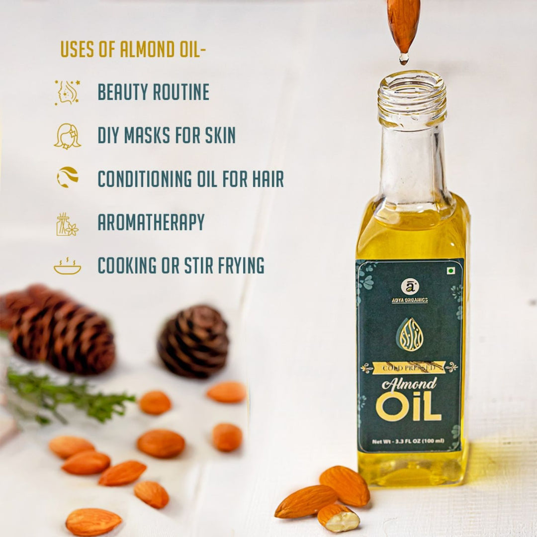 Cold Pressed Almond Oil | Organic | Traditional Kohlu Extraction | 100 ML